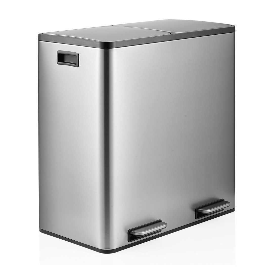Abfallsammler Mülltrennsystem Clean 13 S - 60L (2x30L) Edelstahl silber von HJH - Produktbild 2 von 7