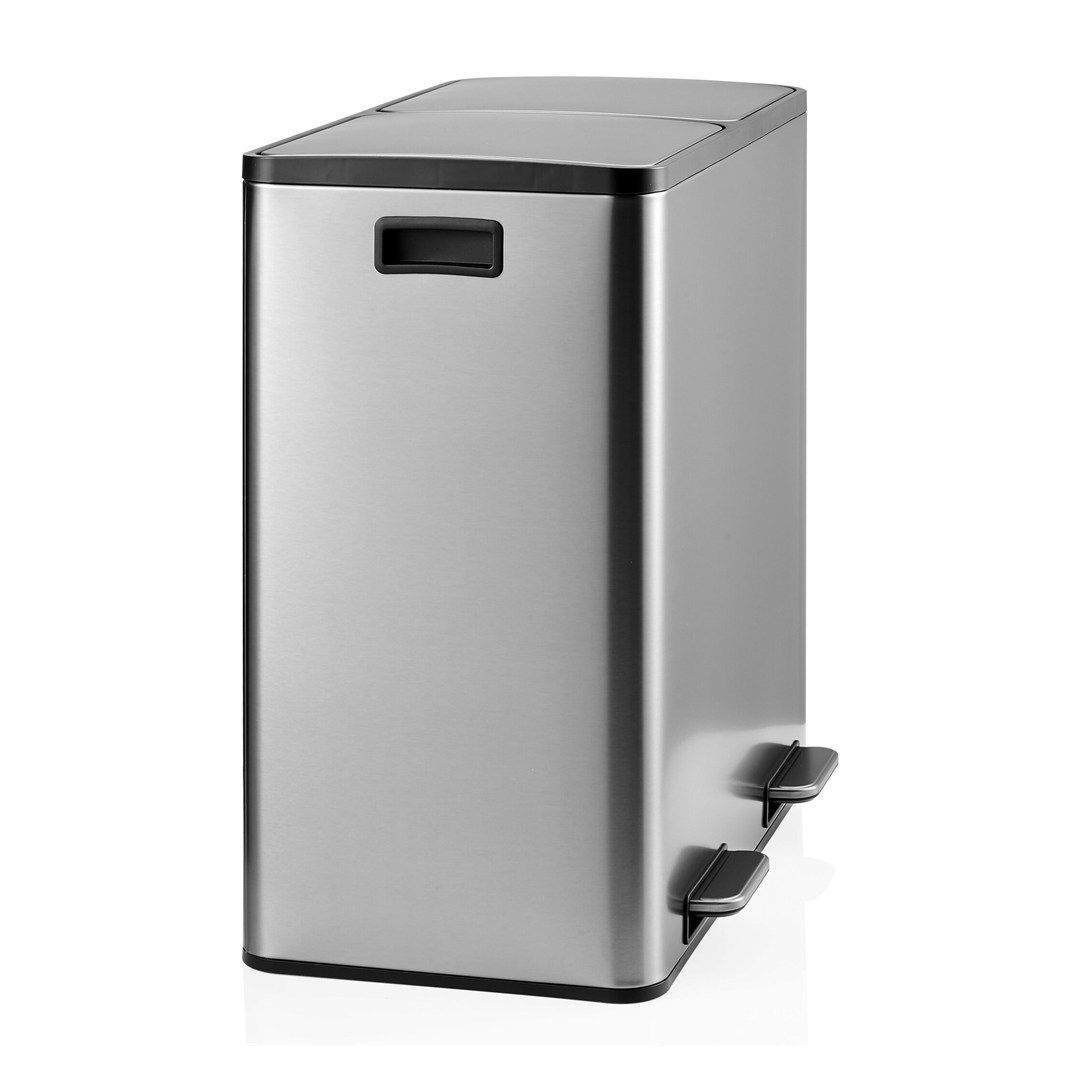 Abfallsammler Mülltrennsystem Clean 13 S - 60L (2x30L) Edelstahl silber von HJH - Produktbild 3 von 7