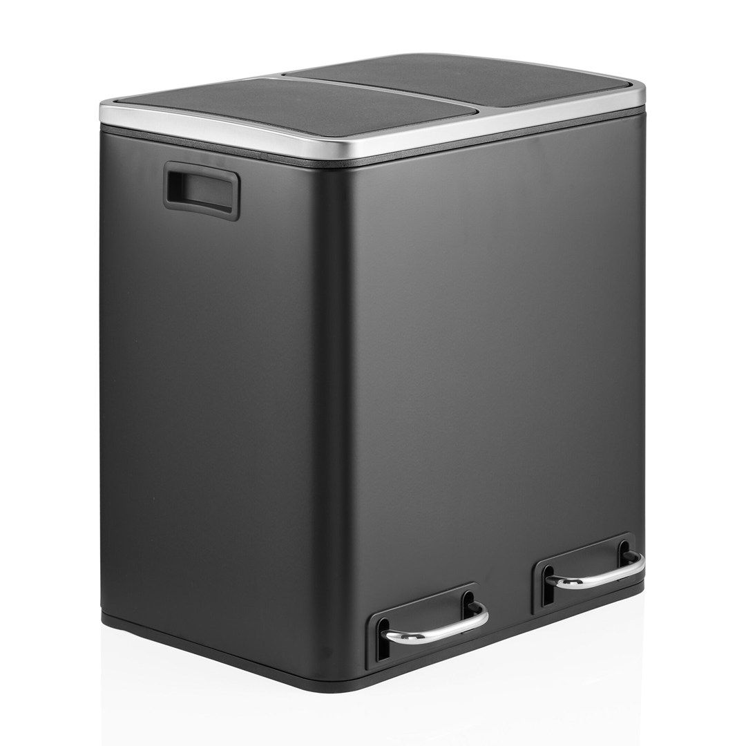 Abfallsammler Mülltrennsystem Clean 9 - 30L (2x15L) Stahl schwarz von HJH - Produktbild 2 von 8