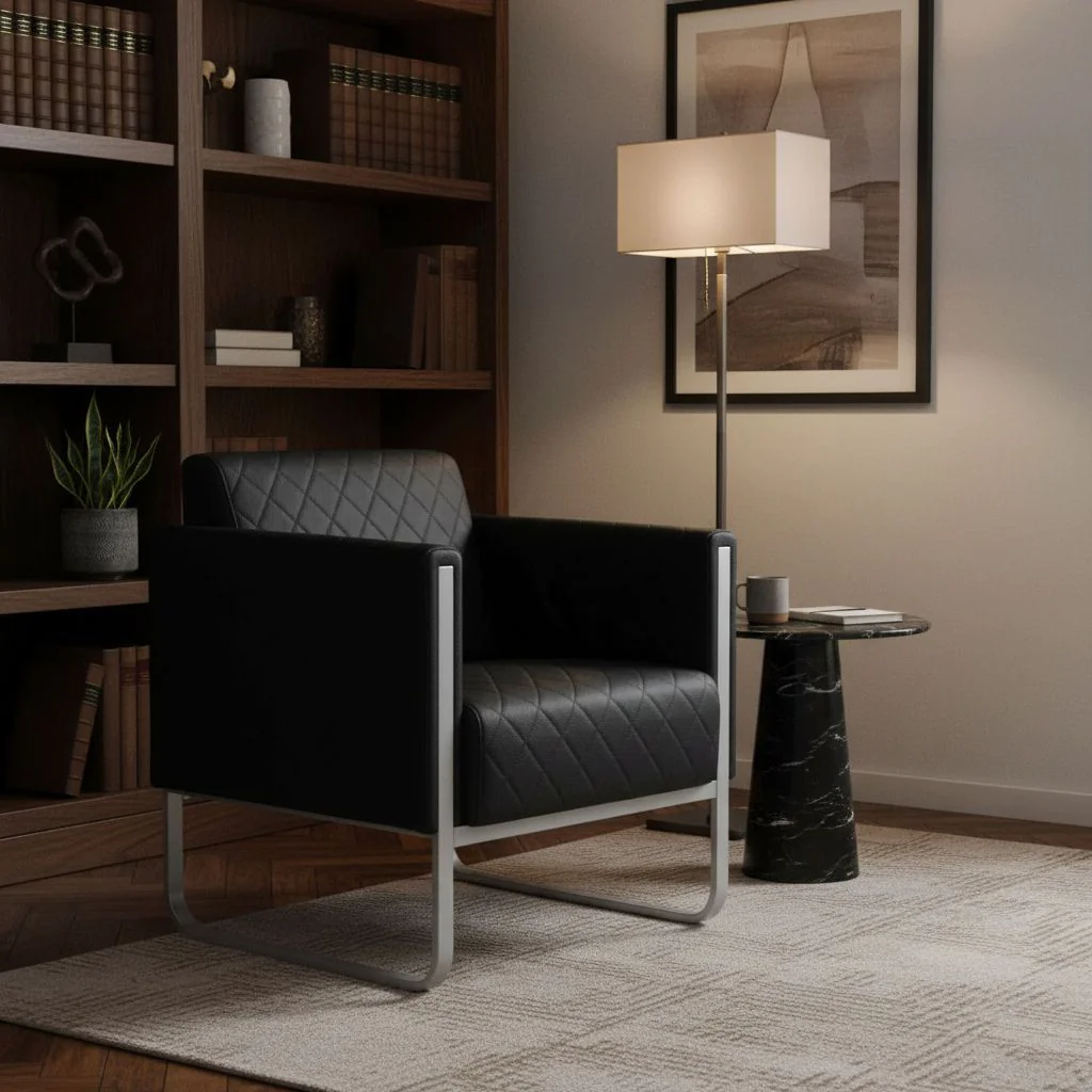 Loungesessel ARUBA STEP Gestell weißgrau Kunstleder 1-Sitzer schwarz von HJH - Produktbild 2 von 13
