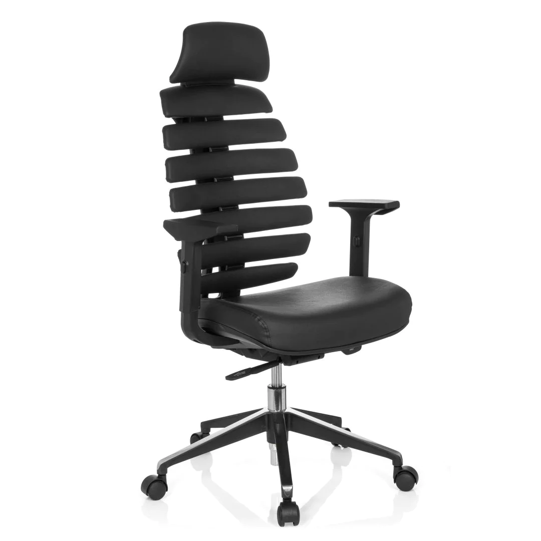 Bürostuhl Drehstuhl ERGO LINE II PRO Leder schwarz von HJH - Produktbild 7 von 14