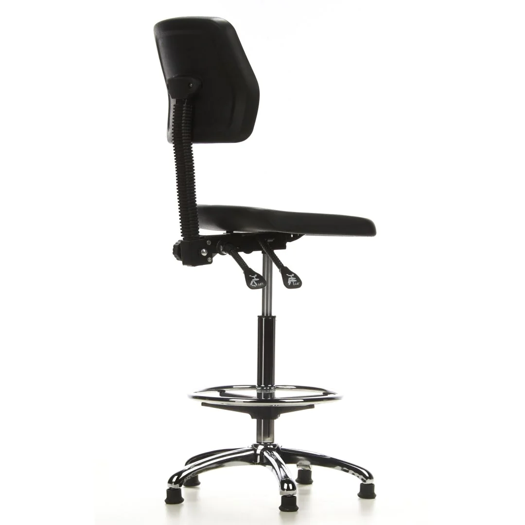 Hocker Drehhocker Arbeitsstuhl TOP WORK 11 Hartschaum schwarz Chrom von HJH - Produktbild 5 von 11