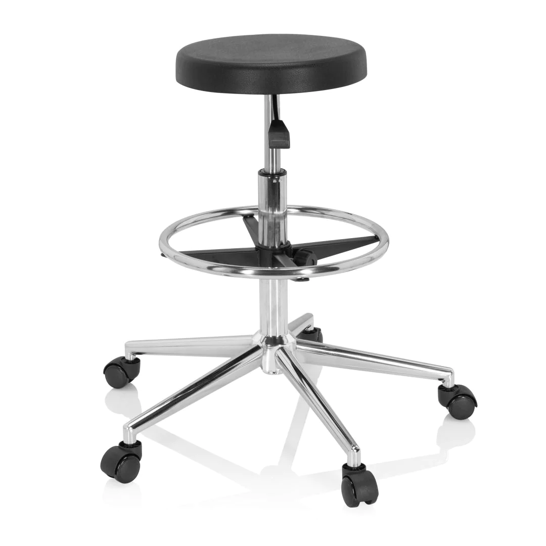 Hocker Drehhocker Arbeitsstuhl TOP WORK 14 I Hartschaum schwarz Chrom hjh von HJH - Produktbild 11 von 13