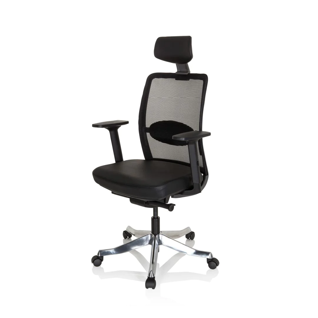 Bürostuhl Drehstuhl SENATOR PRO Netzstoff Leder schwarz von HJH - Produktbild 12 von 12
