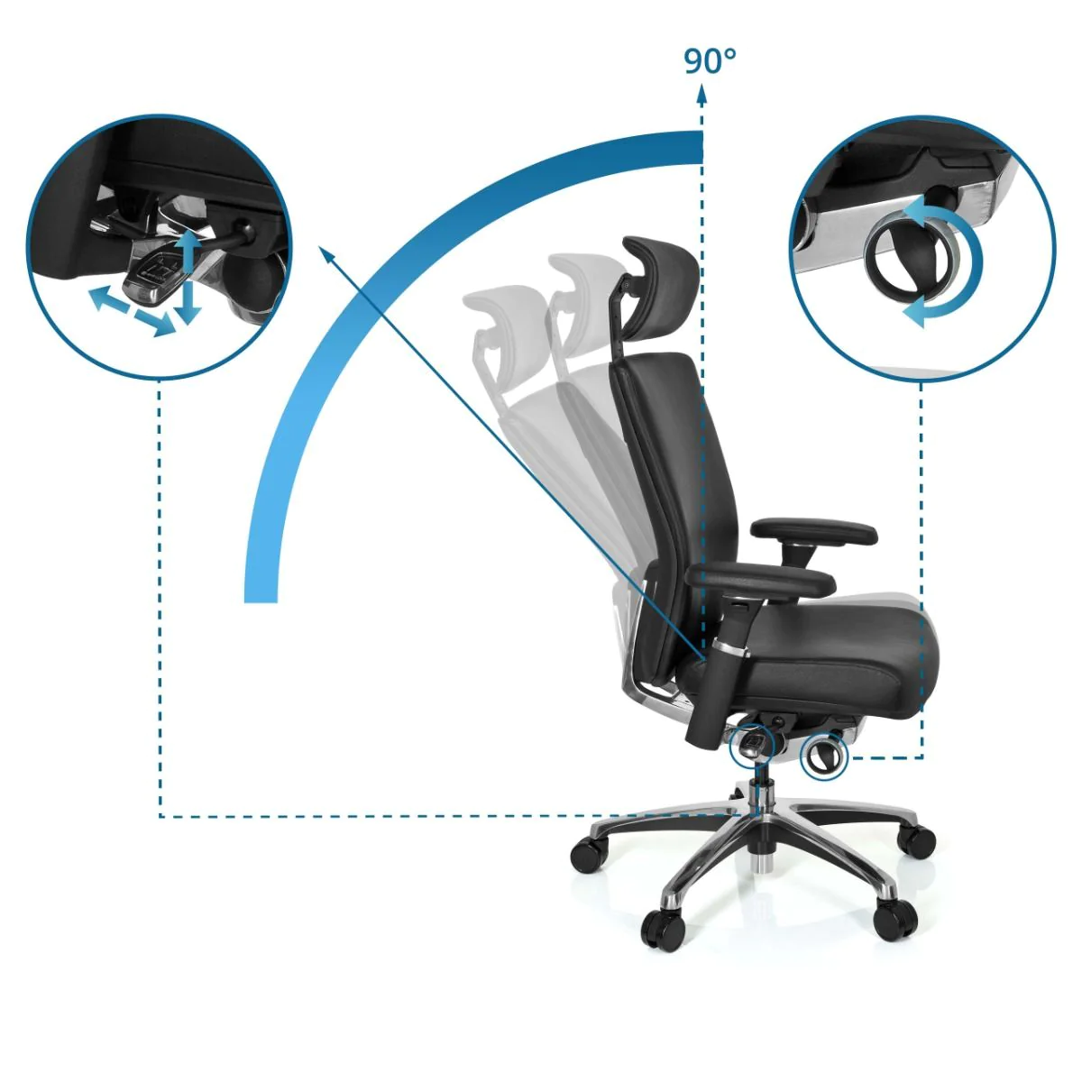 Bürostuhl NOVA Leder schwarz von HJH - Produktbild 2 von 5