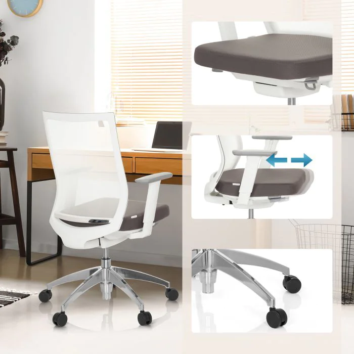 Bürostuhl Drehstuhl ASPEN WHITE Netzstoff transparent Sitz Stoff grau von HJH - Produktbild 4 von 7