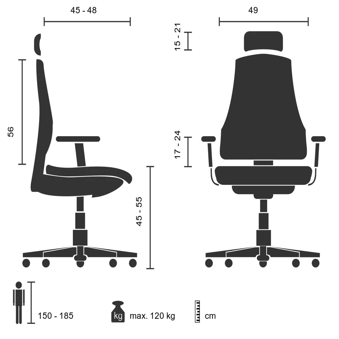 Bürostuhl Drehstuhl ERGO LINE II PRO Leder schwarz von HJH - Produktbild 4 von 14