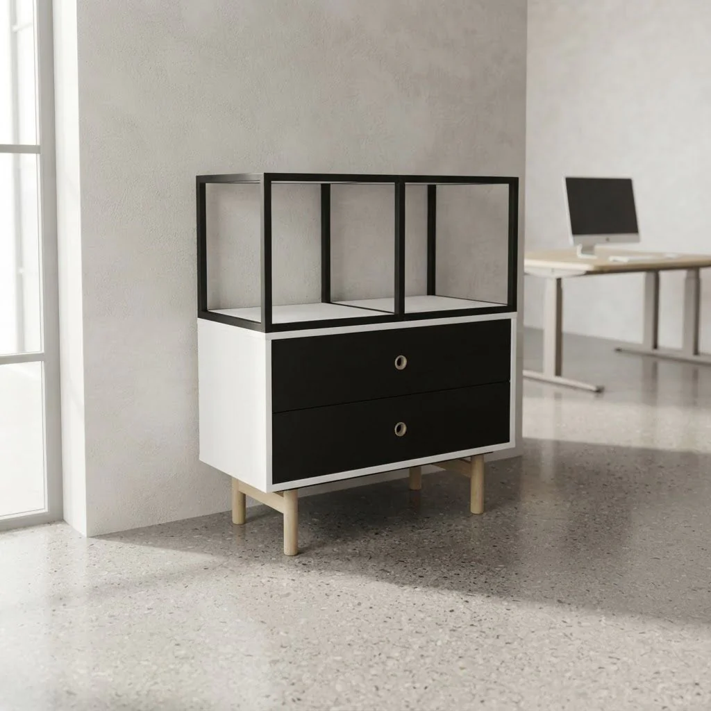 Bridge Schubladenschrank mit 2 Schubladen inkl. Regaltop von Bisley - Produktbild 2 von 3