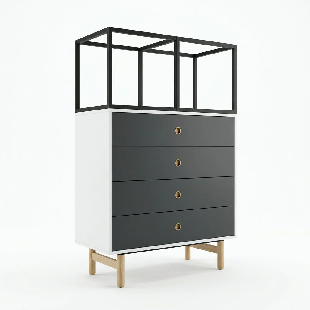 Bridge Schubladenschrank mit 4 Schubladen inkl. Regaltop von Bisley - Produktbild 1 von 3
