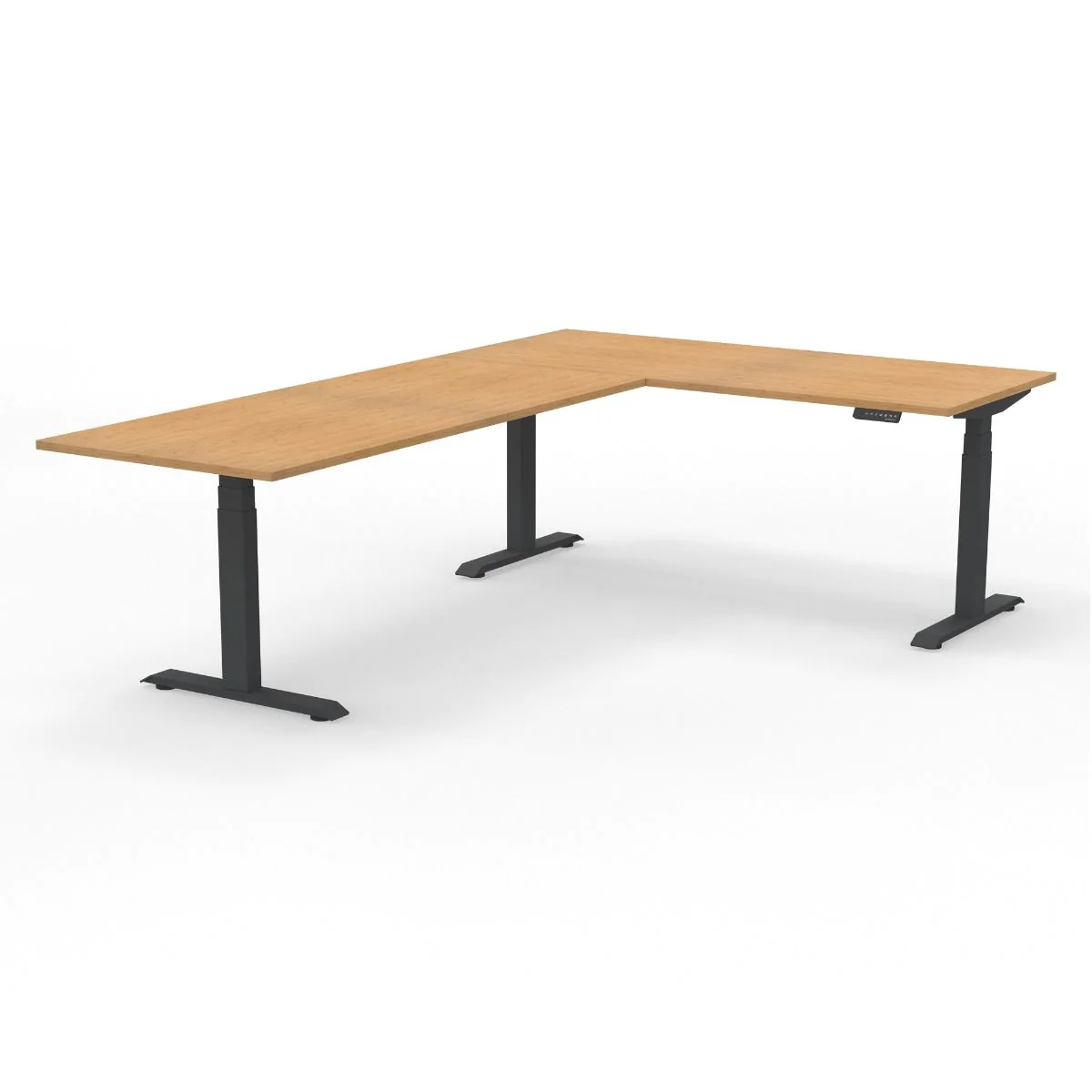 Höhenverstellbarer Winkelschreibtisch Stayble 2.0 Bambus von Deskonia - Produktbild 7 von 8