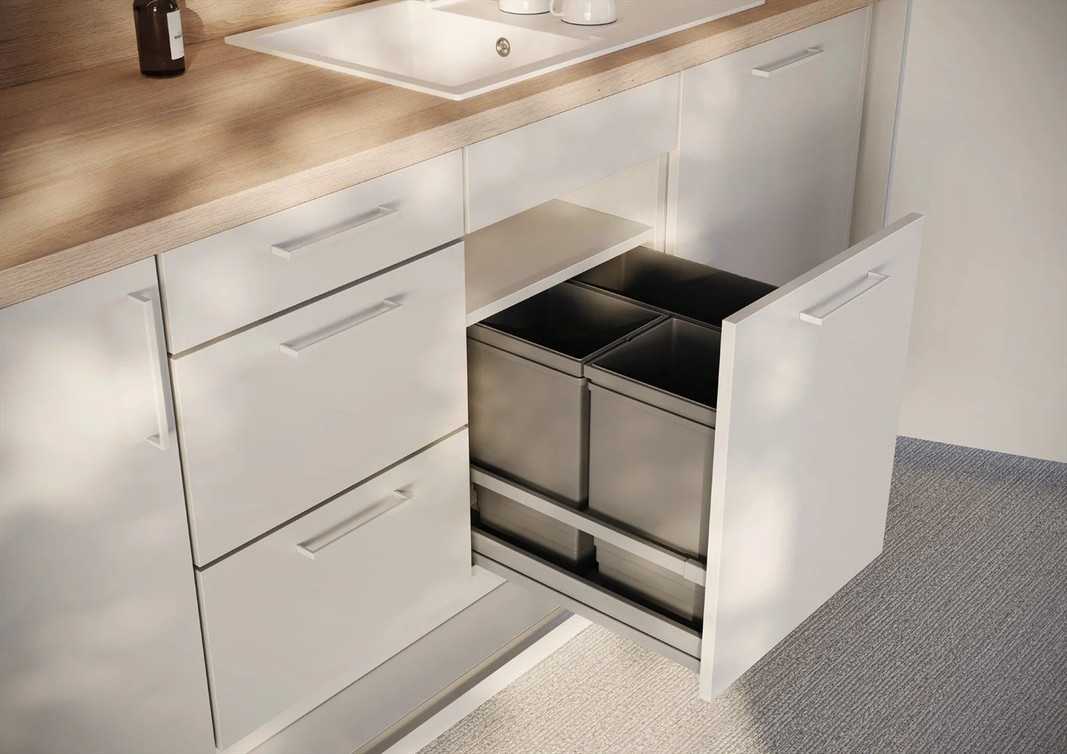 Faltwand-Küche mit Umhausung pop up kitchen von fm Büromöbel - Produktbild 11 von 11