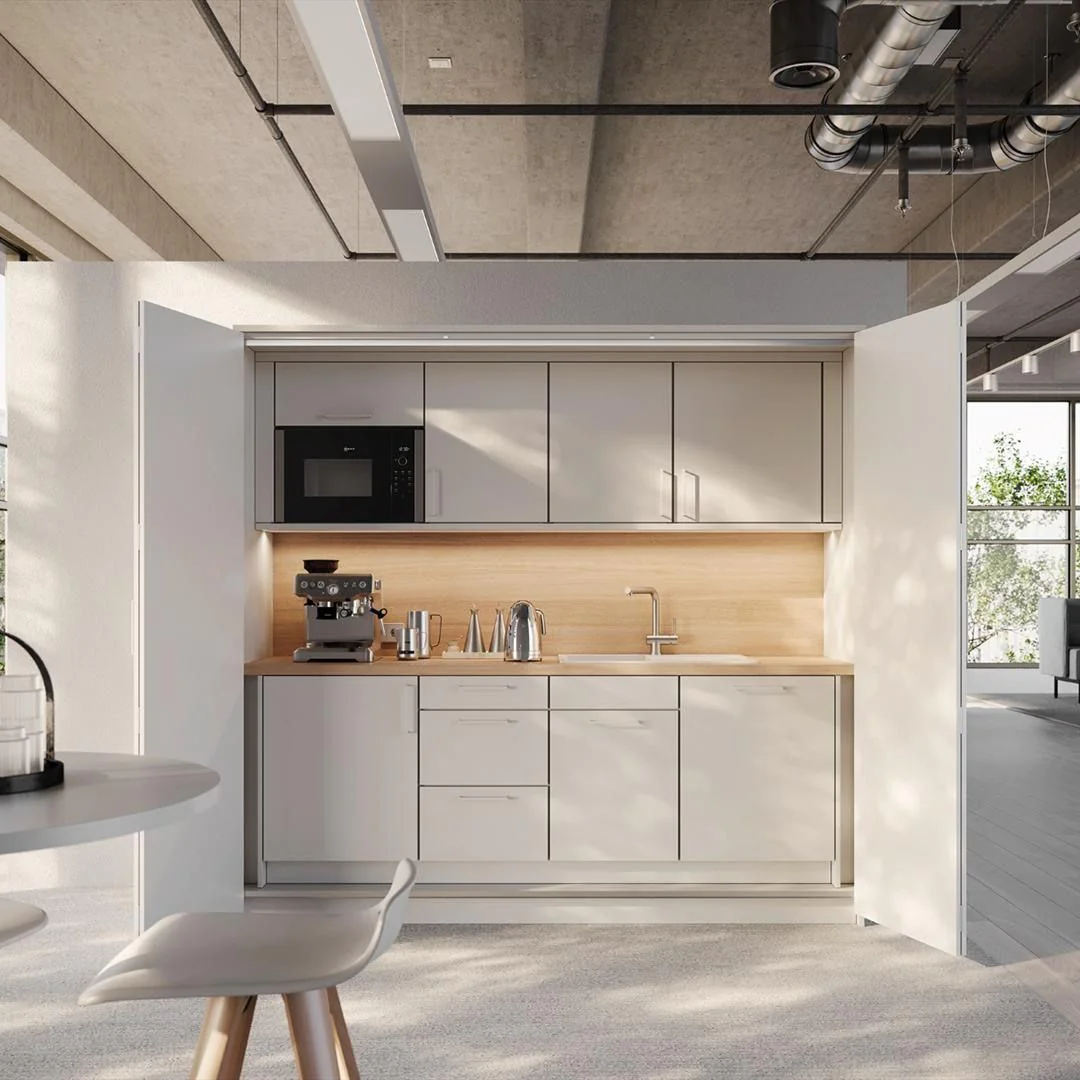 Faltwand-Küche mit Umhausung pop up kitchen von fm Büromöbel - Produktbild 6 von 11