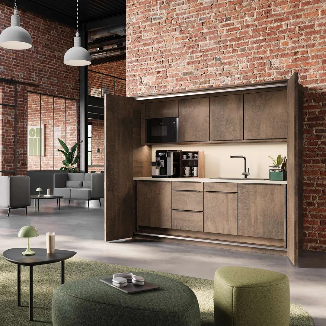 Faltwand-Küche mit Umhausung pop up kitchen von fm Büromöbel - Produktbild 2 von 11