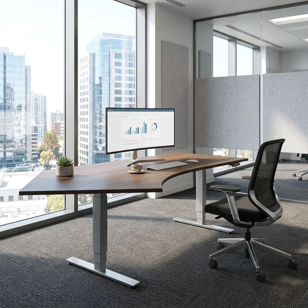 Höhenverstellbarer Schreibtisch Elektro Pro+ Winkelform von Geramöbel - Produktbild 9 von 9