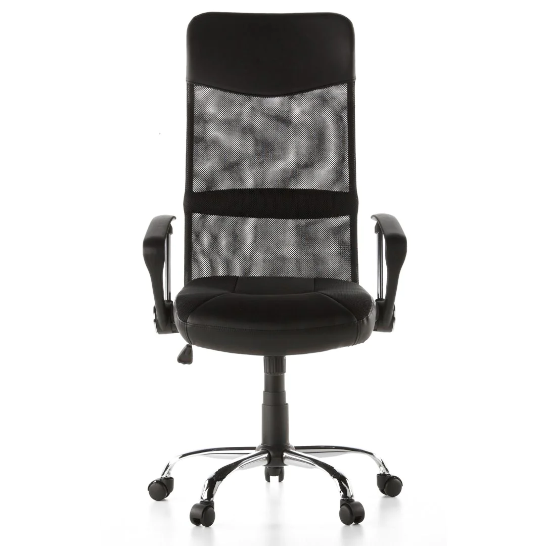 Bürostuhl Chefsessel ARTON 20 Netz Kunstleder schwarz Chrom - hjh-668010