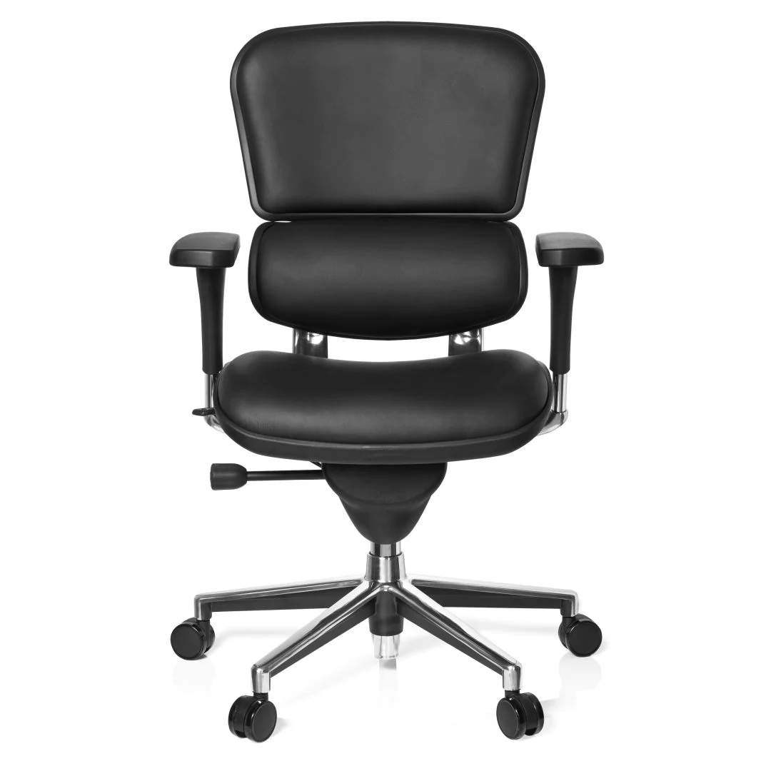 Bürostuhl Chefsessel ERGOHUMAN BASE Leder schwarz - hjh-652985