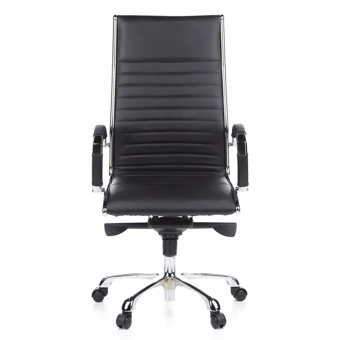 Bürostuhl Chefsessel PARMA 20 Leder Chrom - hjh-parma-20