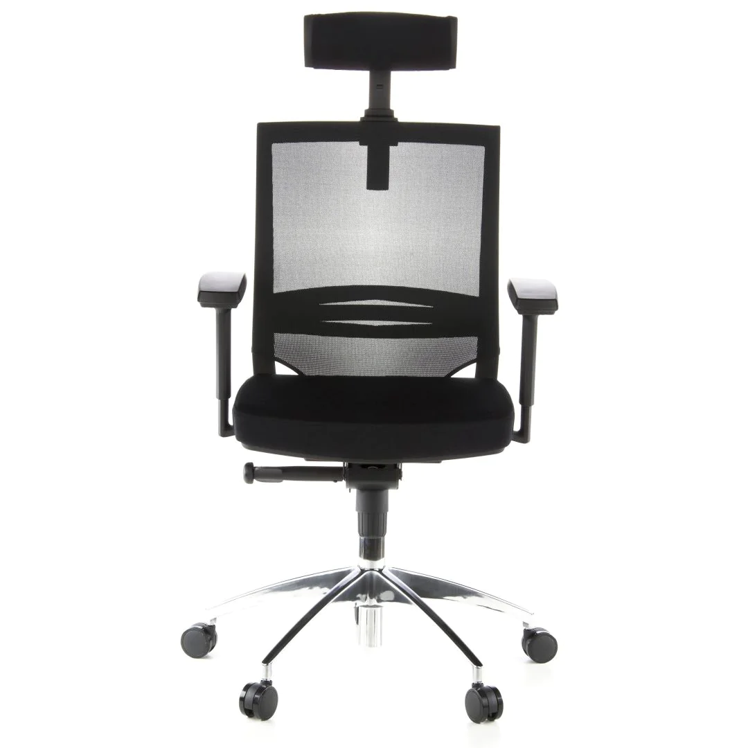 Bürostuhl Chefsessel PORTO MAX Sitz Stoff Rücken Netz schwarz - hjh-657240