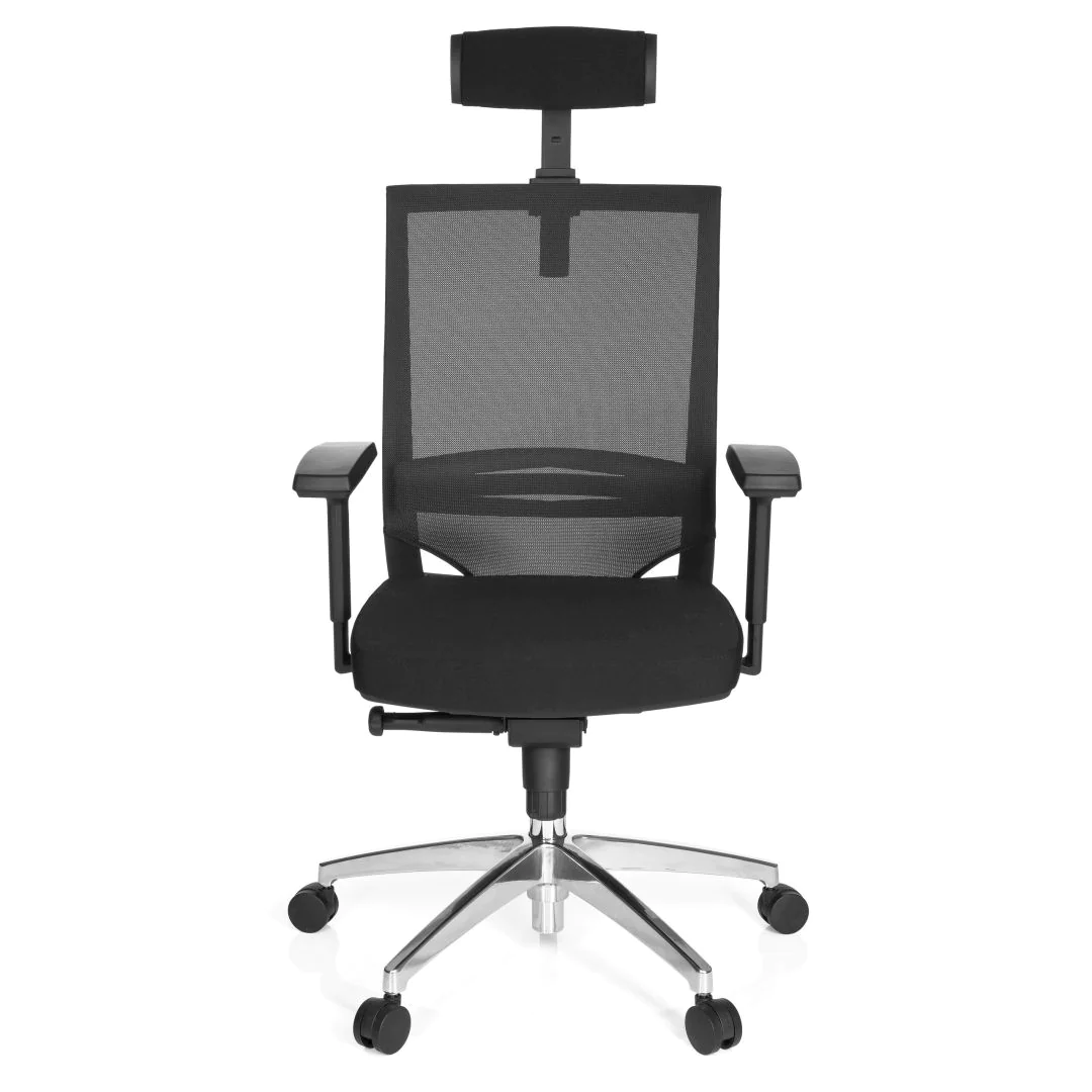 Bürostuhl Chefsessel PORTO MAX HIGH Sitz Stoff Rücken Netz schwarz - hjh-657260