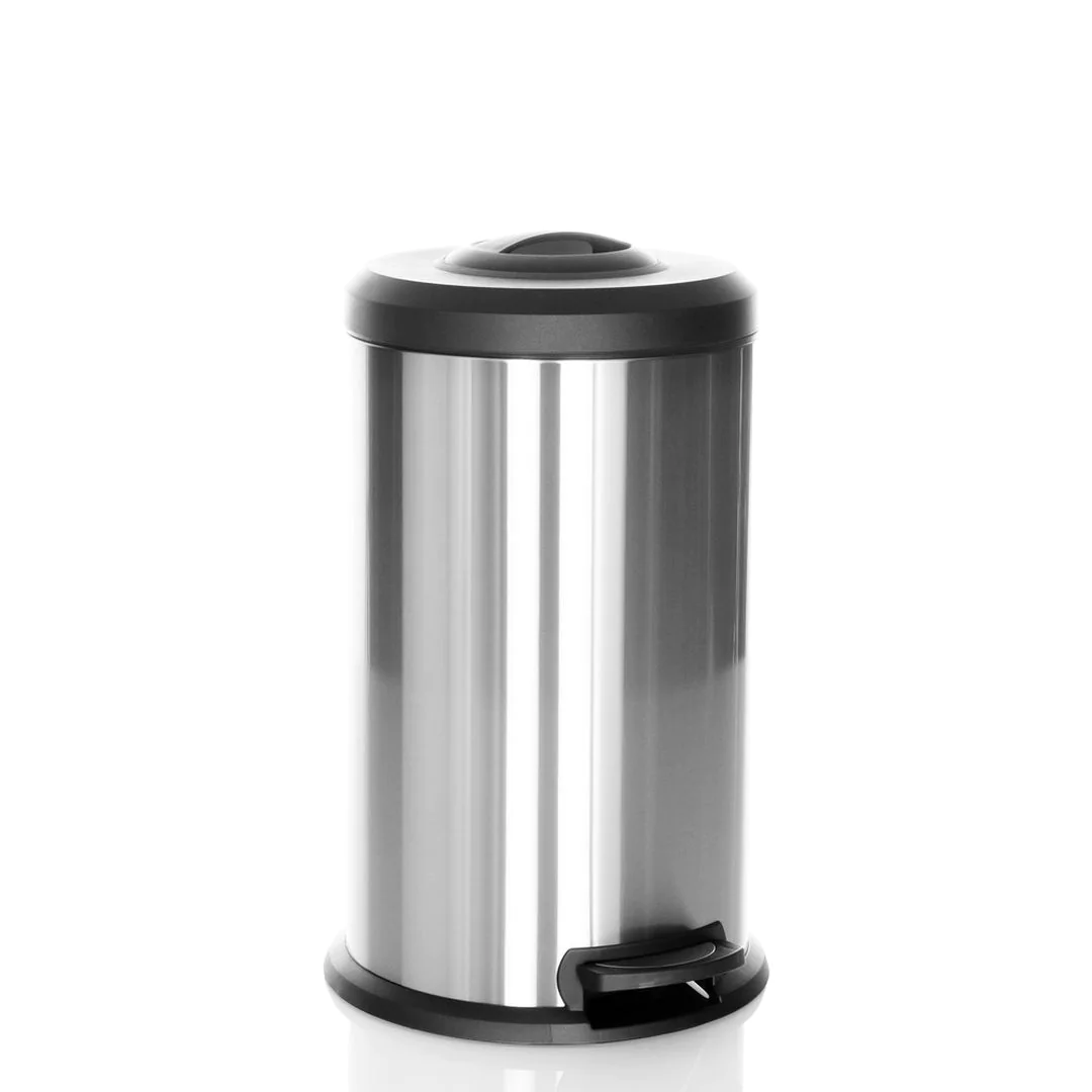 Abfallsammler Mülleimer CLEAN X 40L Stahl mit integrierter Pressvorrichtung silber von HJH - Produktbild 1 von 5