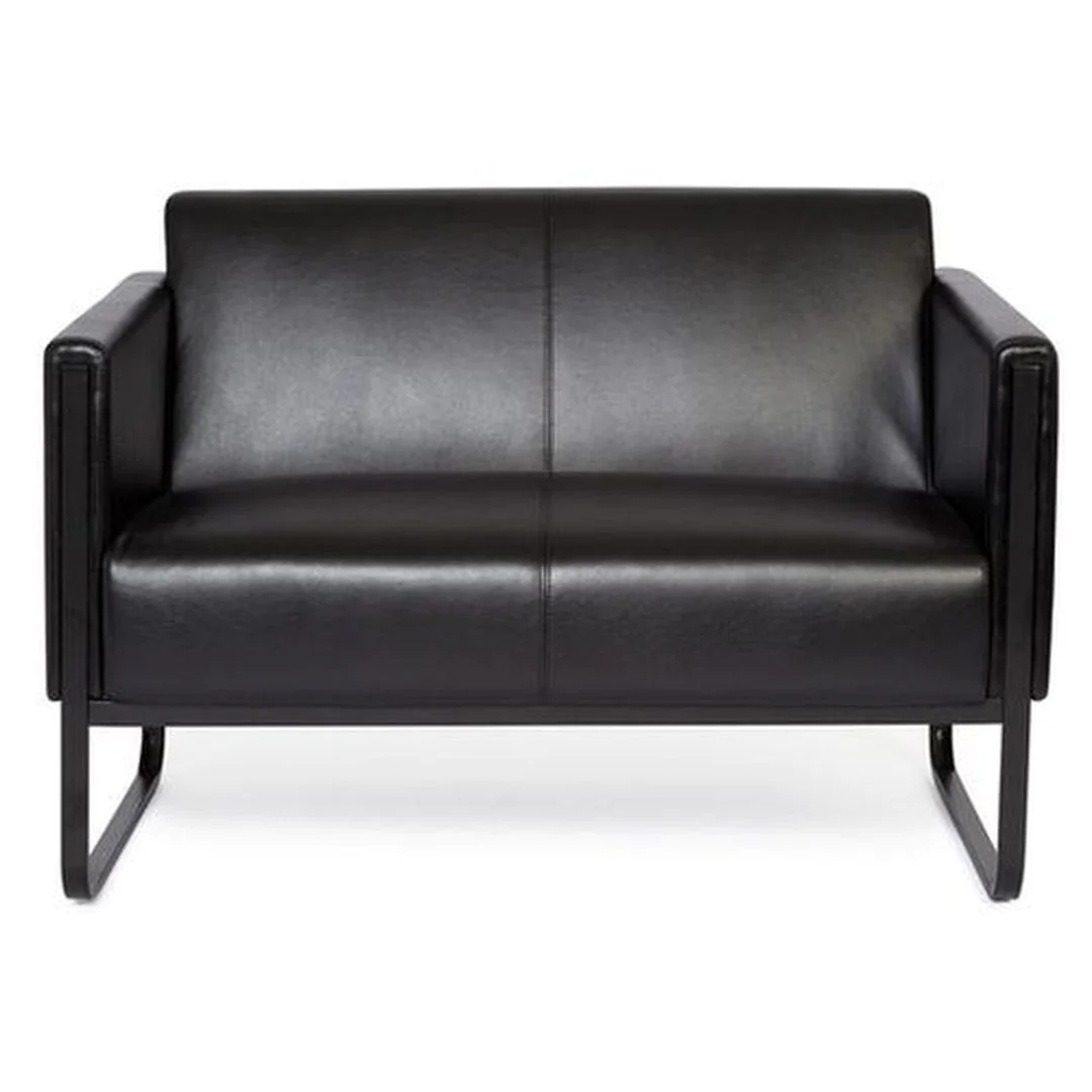 Loungesofa BALI BLACK Gestell schwarz Kunstleder glatt 2-Sitzer schwarz von HJH - Produktbild 1 von 5