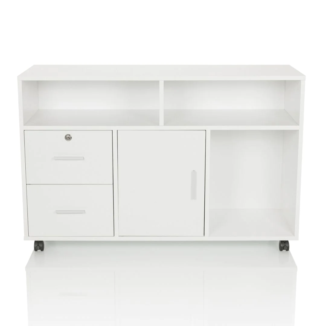 Rollcontainer Mobiler Aktenschrank ORGANISER PRO 100x35x65 weiß weiß - HJH-821016