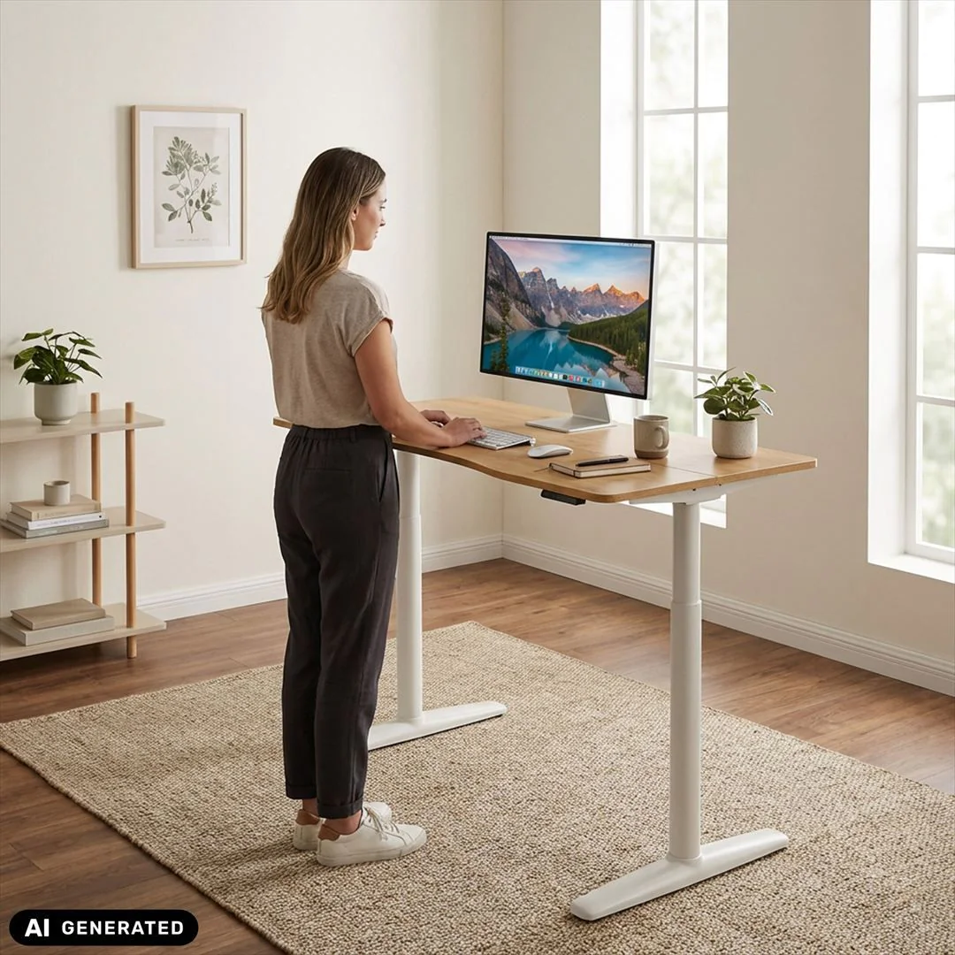 Schreibtisch STAND PRO R 140 x 70 elektrisch höhenverstellbar eiche von HJH - Produktbild 5 von 7