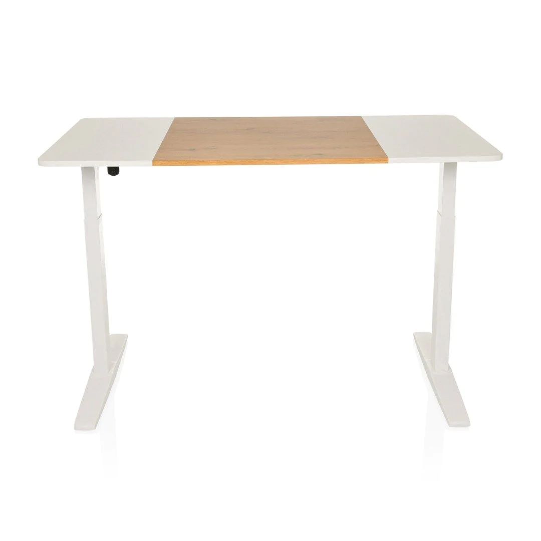 Schreibtisch STAND T3 140 x 70 elektrisch höhenverstellbar weiß eiche weiß von HJH - Produktbild 3 von 7