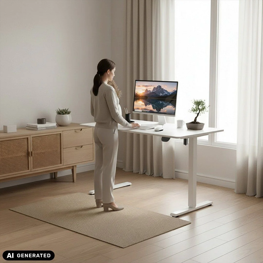 Schreibtisch Worktime 120 x 60 elektrisch höhenverstellbar weiß von HJH - Produktbild 7 von 9