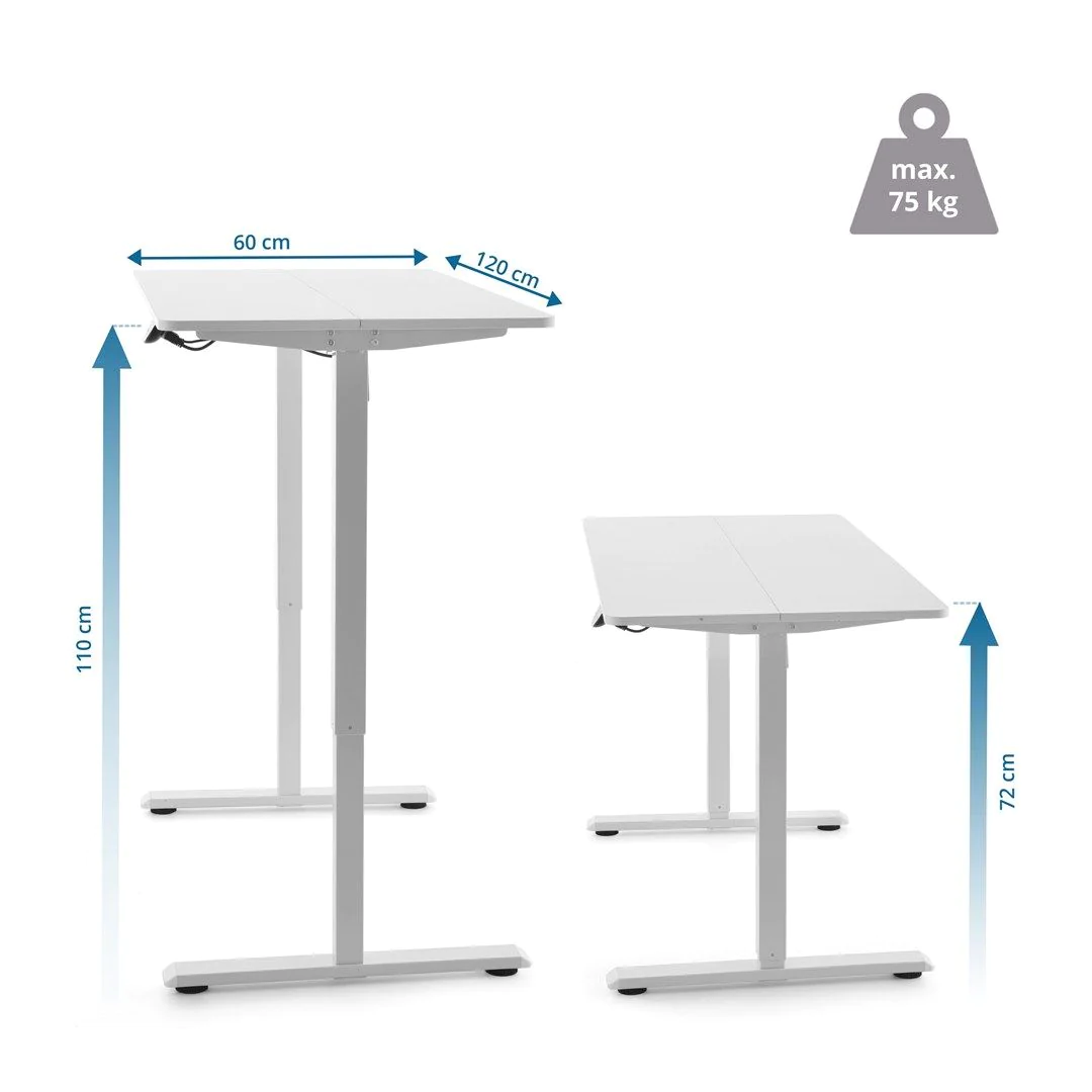 Schreibtisch Worktime 120 x 60 elektrisch höhenverstellbar weiß von HJH - Produktbild 9 von 9