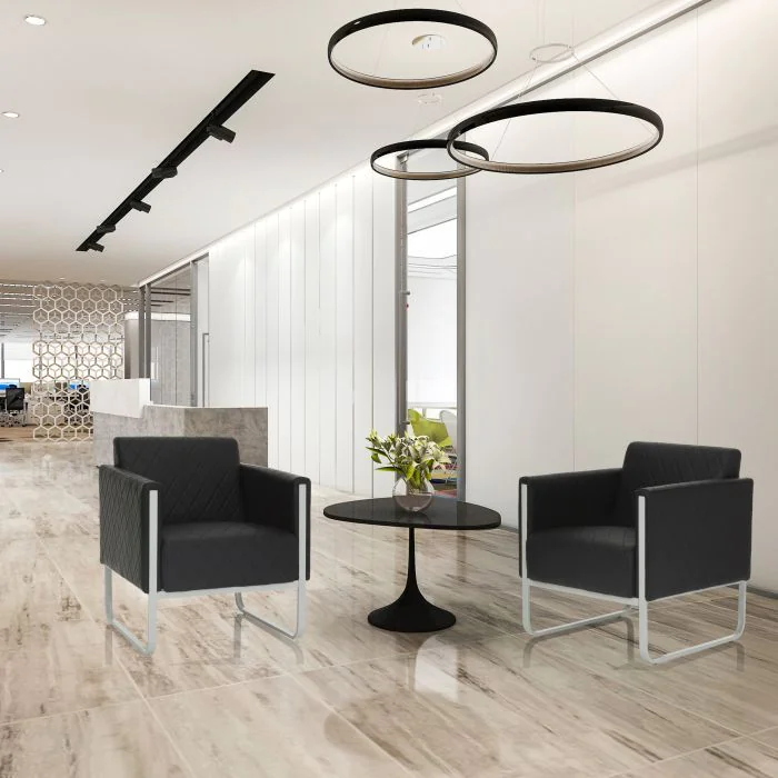 Loungesessel ARUBA STEP Gestell weißgrau Kunstleder 1-Sitzer schwarz von HJH - Produktbild 3 von 13