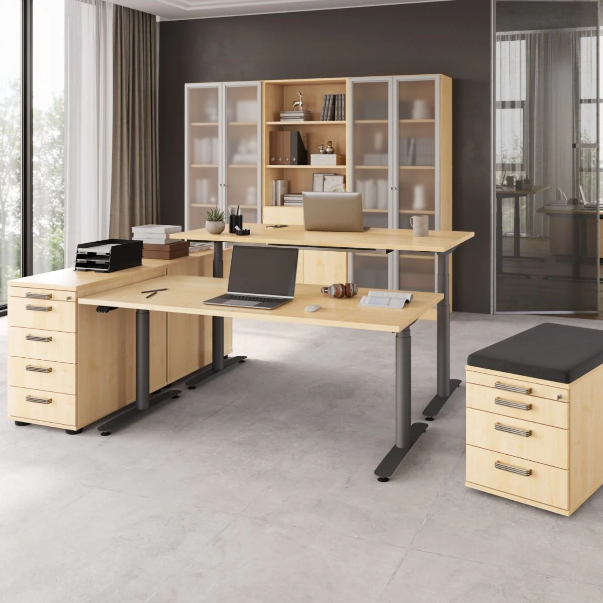 Höhenverstellbarer Schreibtisch XDLR von Hammerbacher - Produktbild 4 von 6